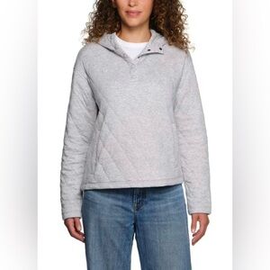 Lands' End Women's Cozy Soft Quilted 5 Snap Pullover Hoodie Kangaroo Pocket 😍